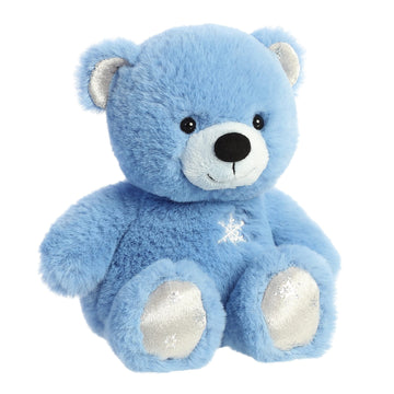 Aurora Festive Holiday Azure Bear Stuffed Animal - Seasonal Cheer - Heartwarming Gifts - Blue 8.5 Inches
