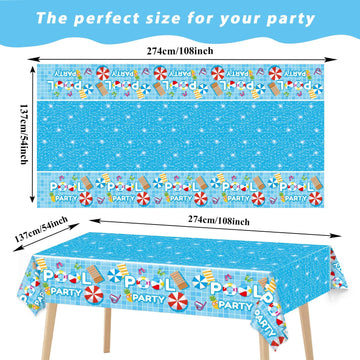 3 Pieces Pool Party Tablecloths For Summer Beach Decorations Plastic Disposable Pool Surfboard Party Table Covers For Rectangle Tables Hawaiian Birthday Baby Shower Party Supplies Favors