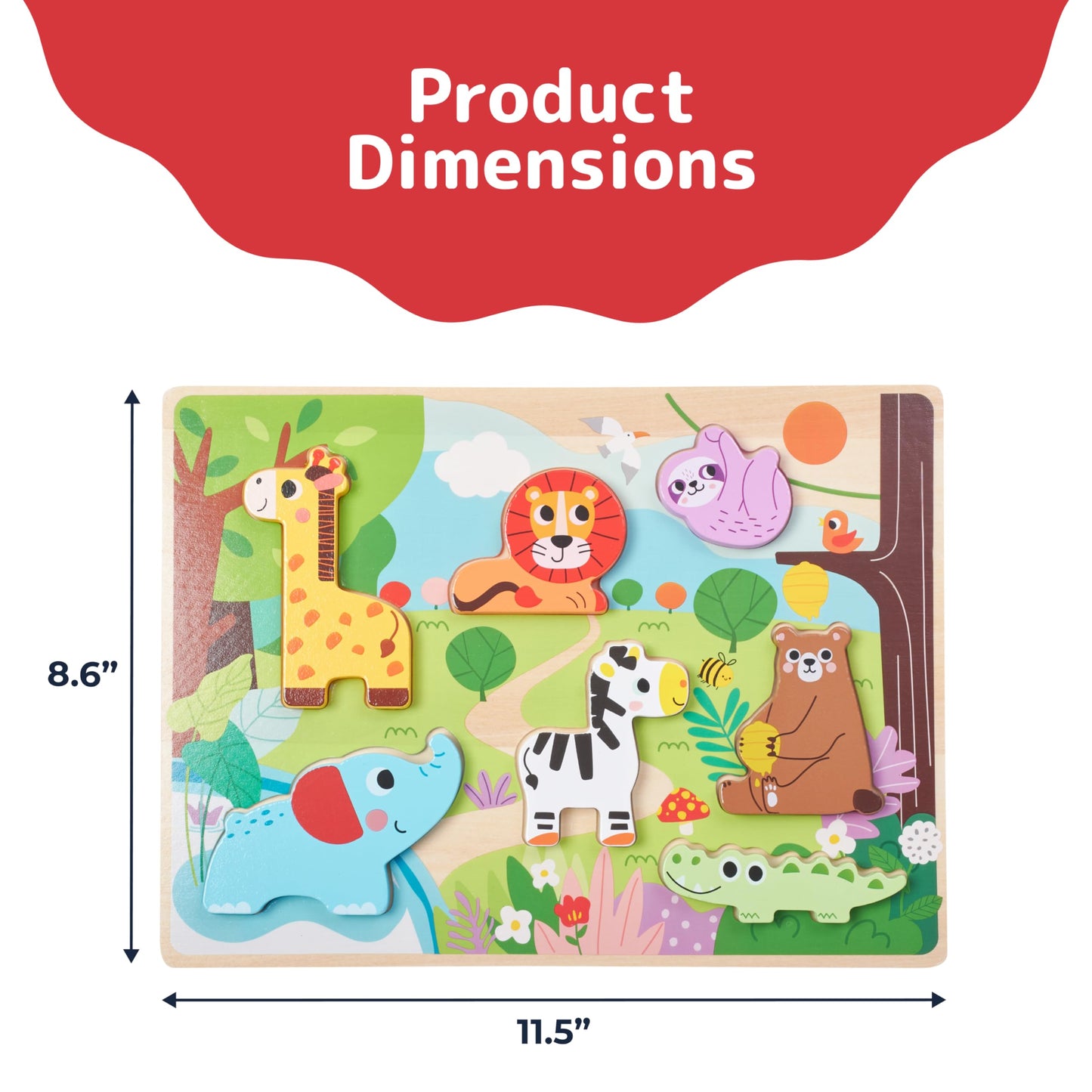 Prextex Baby Chunky Wooden Puzzles For Toddlers - Educational Zoo Animal Puzzle Set - Develops Hand-Eye Coordination And Fine Motor Skills - Ideal For Ages 18 Months And Up - 11.5 X 8.6 Inches
