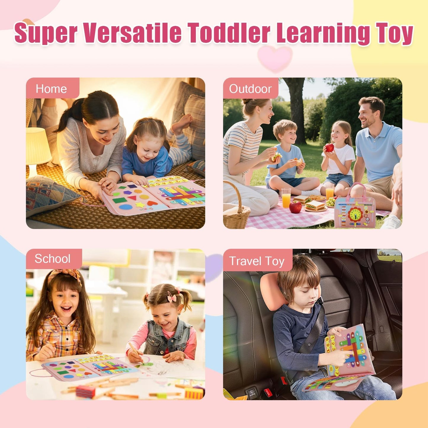 Soupost Toddler Busy Board-Montessori Toys for Boy Girl Birthday Gift, Sensory Learning Toys for Toddlers Busy Book 3-5, Airplan