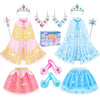 DUDUCOFU Princess Dress Up Clothes for Little Girls Toddlers, Princess Dress Up Shoes Set with Princess Cape Tutu Shoes Crown Wa