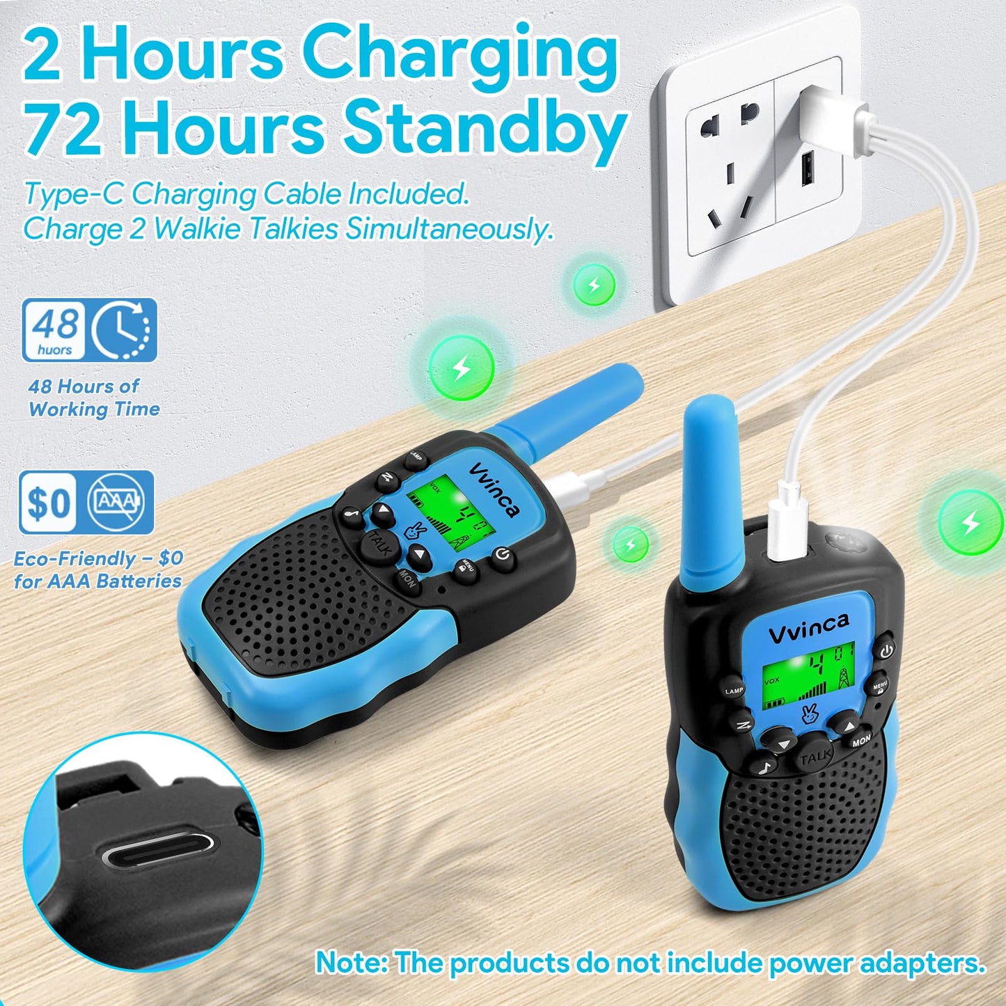 Vvinca Walkie Talkies Toys For Ages 5-7, Rechargeable Walkie Talkie For 3-12 Year Old Boy Girl With Flashlight 22Ch 2 Way Radio