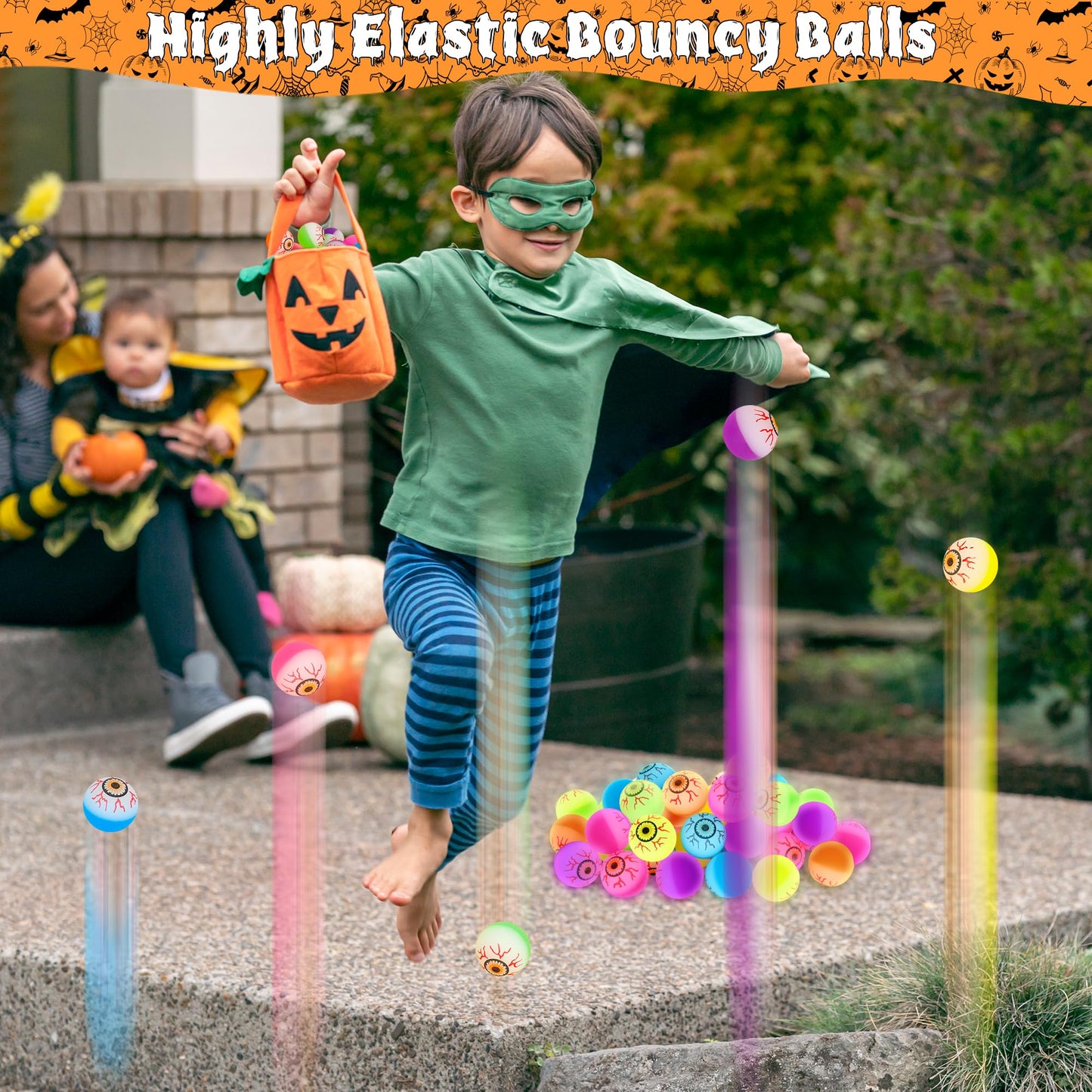 12PCS Halloween Party Favors, Glowing Bouncy Balls, Rubber Halloween Toys for Trick or Treat, 30mm Halloween Eyeballs in 6 Desig