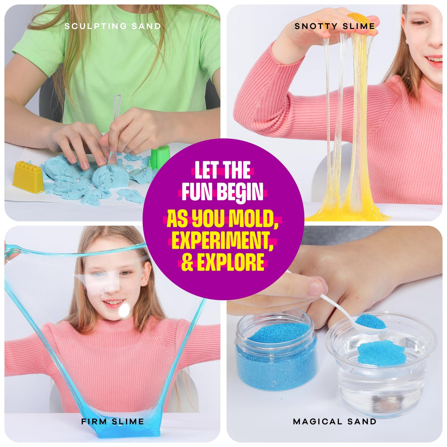 Slime, Putty & Sand Sensory Science Kit - Slimes For Kids Age 8-10 8-12 - Play Sands Kits For Boys & Girls - 8 9 10 Year Old Boy Gifts - Christmas Birthday Gift - Stem Toys