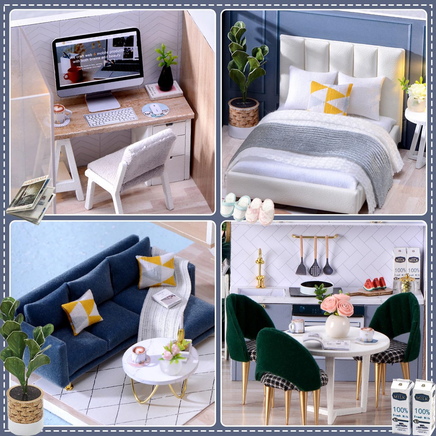 Fsolis DIY Miniature Dollhouse Kit - Tiny House Modern Mini Scene Kit 3D Puzzles for mature-themeds and Teenagers Gifts for Women Teenagers Craft Lovers (Cozy Time)