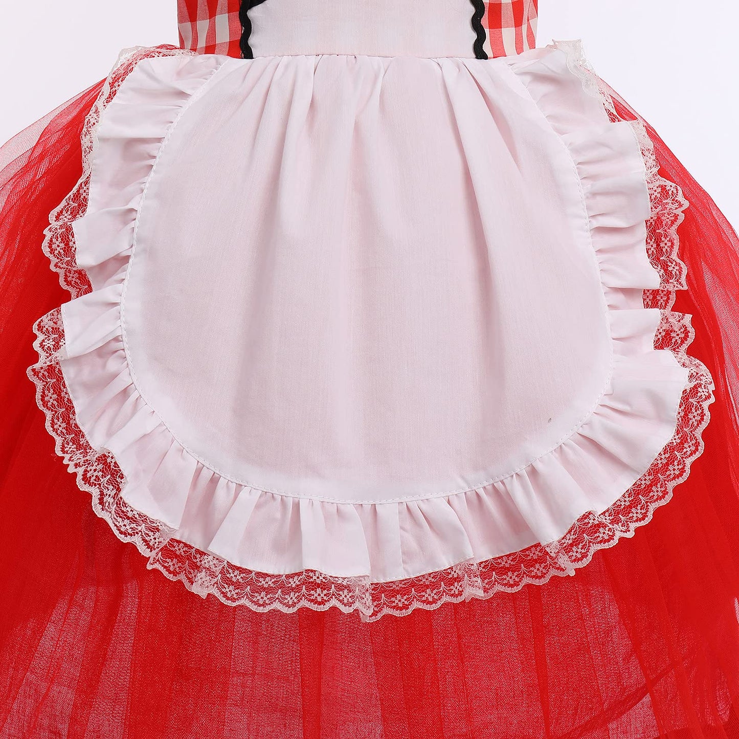 Imekis Little Red Riding Hood Costume Toddler Girls Baby 2Nd Halloween Outfit Fancy Cosplay Deluxe Storybook Plaid Maid Apron Dress Up Cape Cloak Kids Fairy Tale Princess Party Supply 18-24 Months