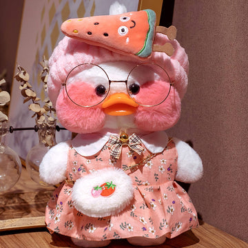 LALAFANFAN Cute Duck Plush Toy Stuffed Animal with 12 Accessories DIY Dress Up Clothes for Kawaii Duck Plush for Kids