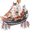 HOWBOUTDIS Pirate Playset - 10" Pirate Ship with 2" Figurines - Imaginative Play for Ages 3+ - Durable Plastic Toy