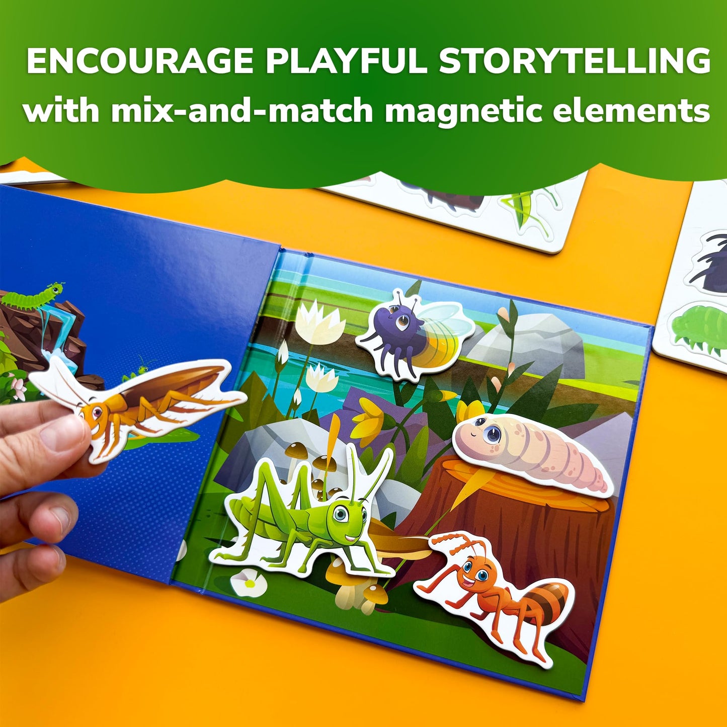 Quokka Travel Magnetic Puzzles For Toddlers 1-3 - 20+Pcs Bugs Game With Extra-Long Play Book - Fun Travel Game Toy For Kids Ages