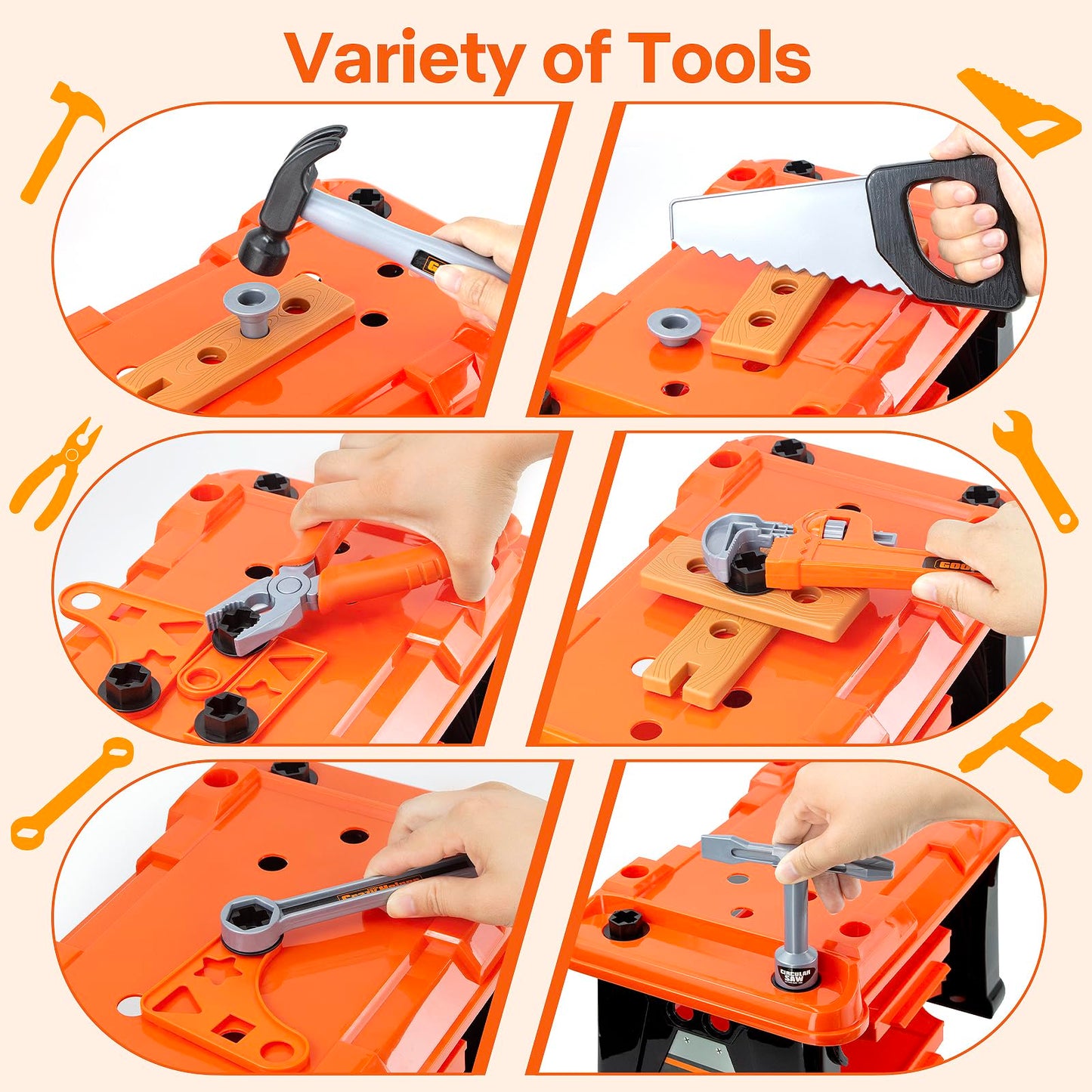 3 in 1 Kids Tool Bench- Zealous 79pcs Toddler Tool Bench with Tool Box and Electronic Toy Drill ,Kids Tool Set for Toddler Boys