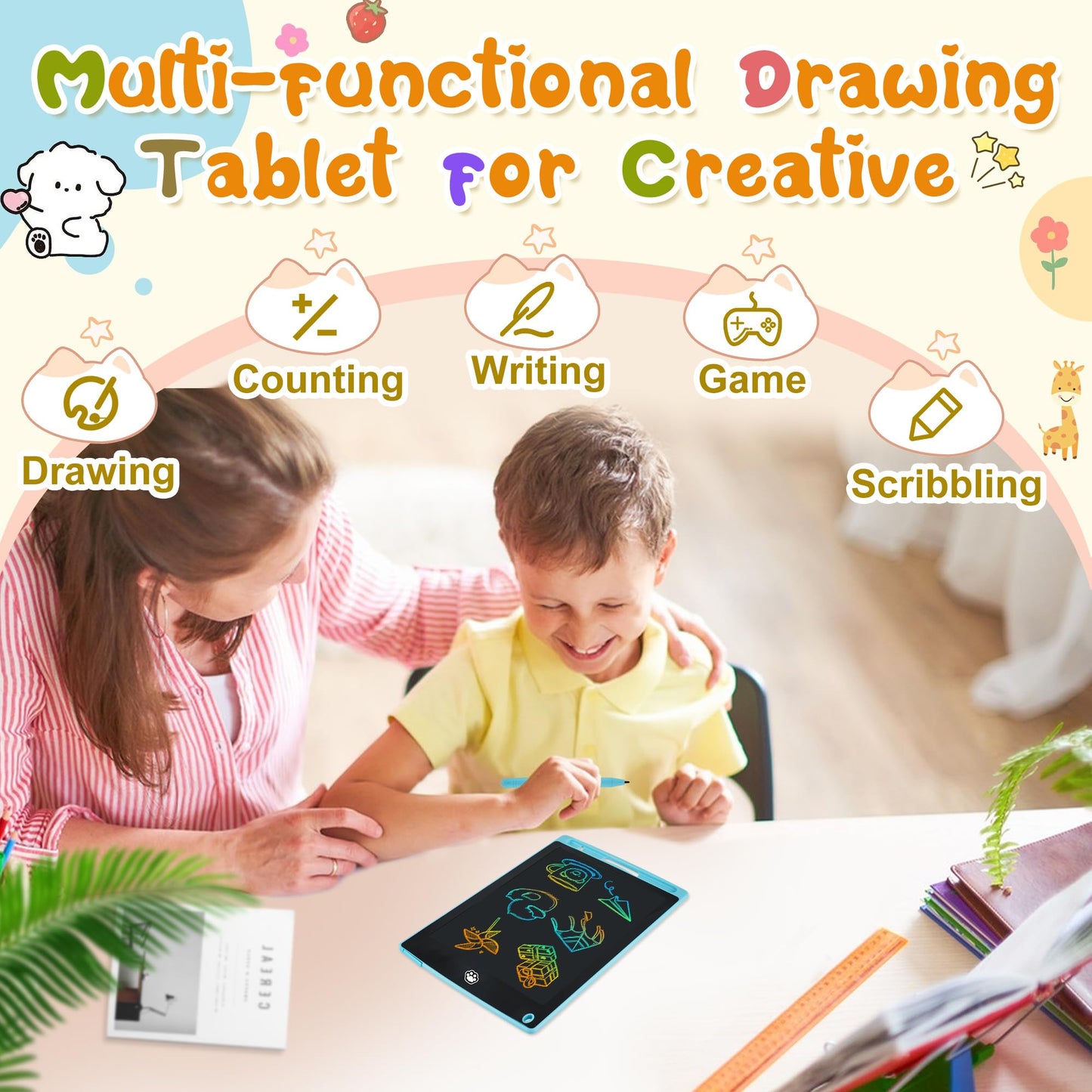2 Pack Lcd Writing Tablet, Electronic Drawing Writing Board, Erasable Drawing Doodle Board, Doodle Pad Toys For Kids Adults Lear
