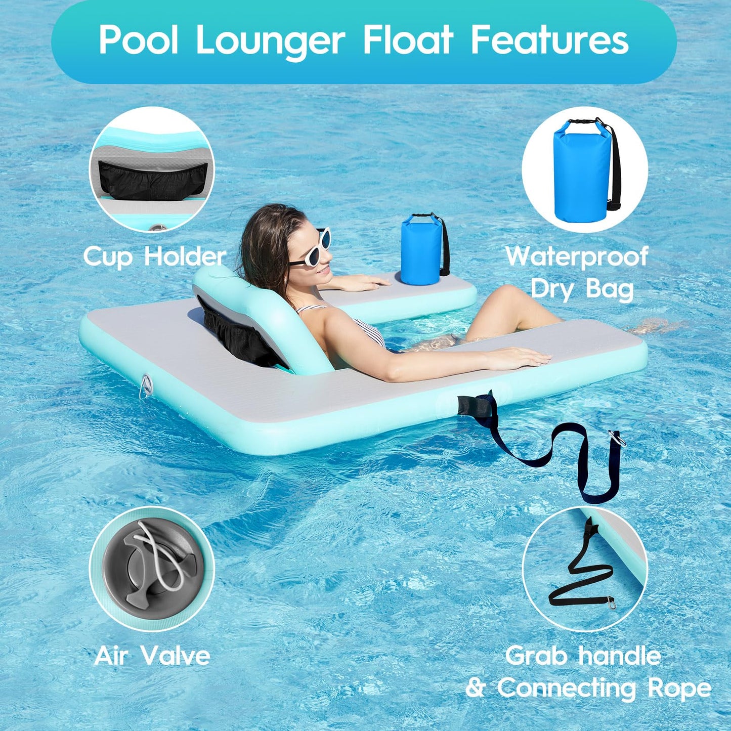 Calobana Inflatable Floating Chair Pool Floats Adult Pool Float Chair Pool Lounger Float With Armrest Backrest For Outdoor Beach