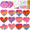 Kolldenn 96 Pcs Valentines Day Scratch Paper Ornaments Heart Scratch Off Cards Ornament Rainbow Art DIY Scratch Off Paper for K