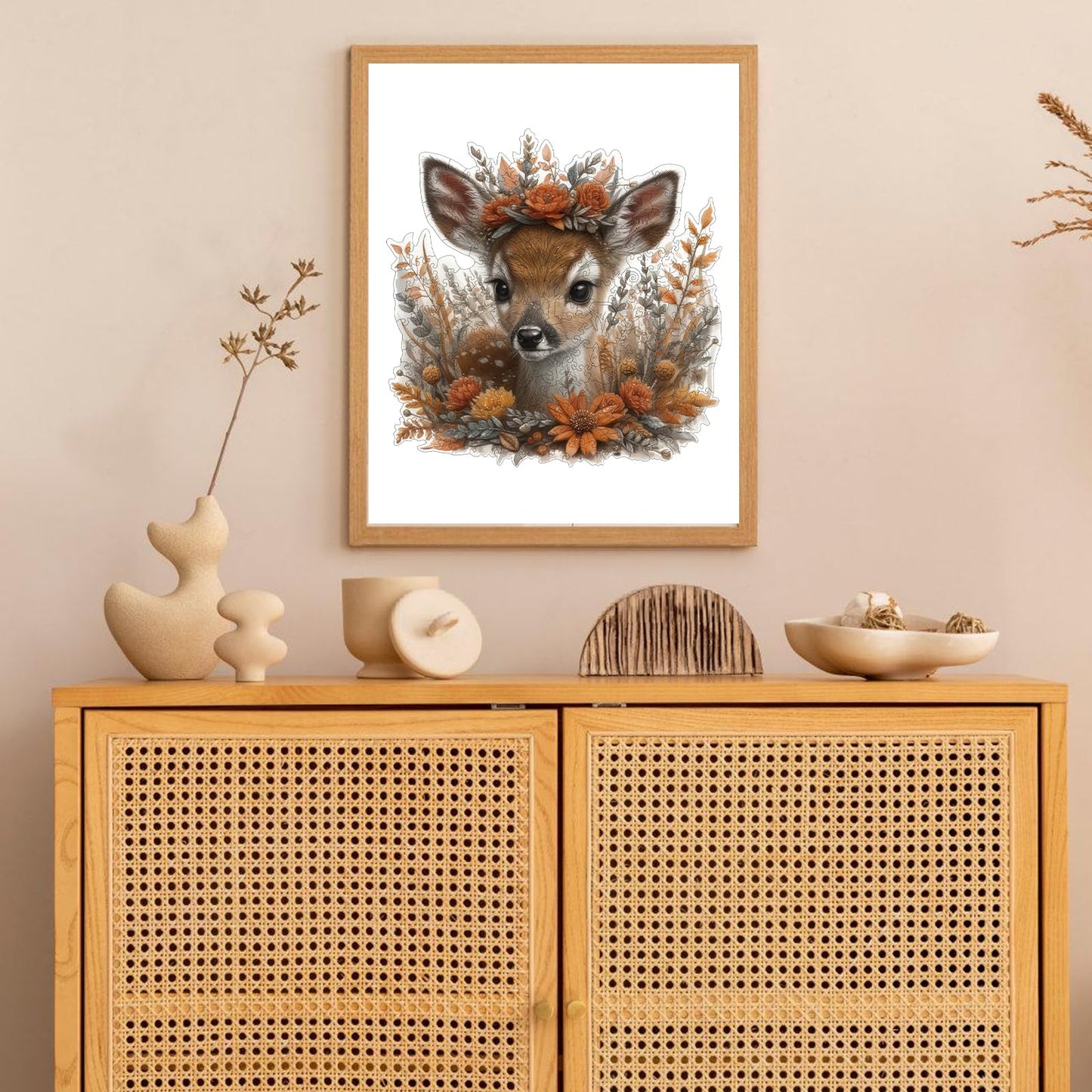 Ruikiyart Wooden Puzzles for mature-themeds Cute Deer Wooden Jigsaw Puzzles 500Pcs Unique Animal Shape mature-themed Puzzles Fabulous Gift for Kids and mature-themeds on Birthday Thanksgiving Christmas 16.7x16.9 Inches