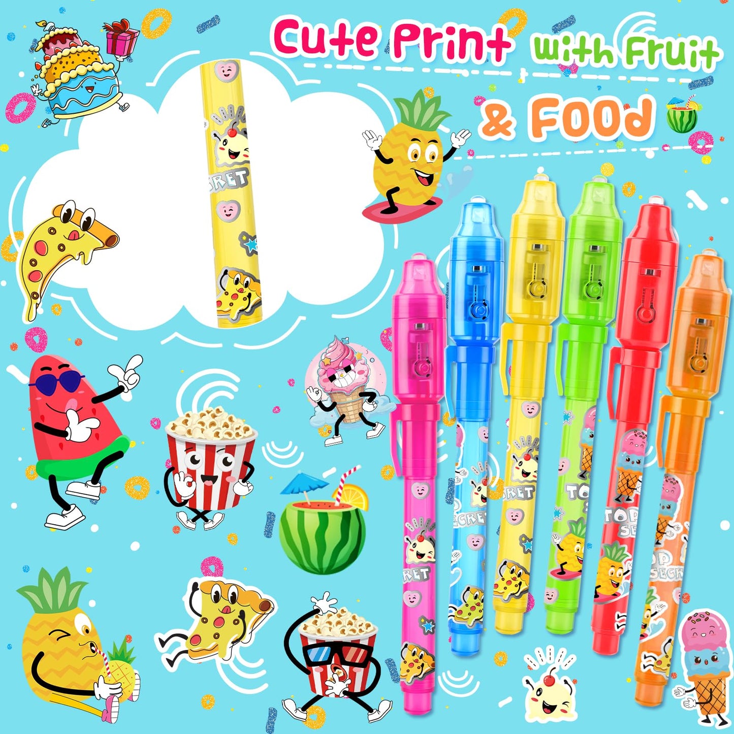 Joycover Invisible Ink Pen With Uv Light For Kids, Party Favors For Kids 4-6 8-12, 12Pcs Spy Pen Classroom Prizes School Supplie