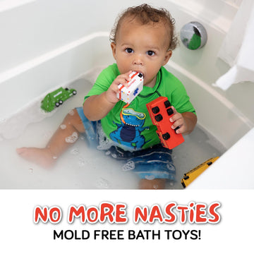 SplashEZ Mold Free Bath Toys Set for Babies & Toddlers, BPA-Free Car Water Vehicles, Fun Infant Bath Toys Ages 1-3, Small Size