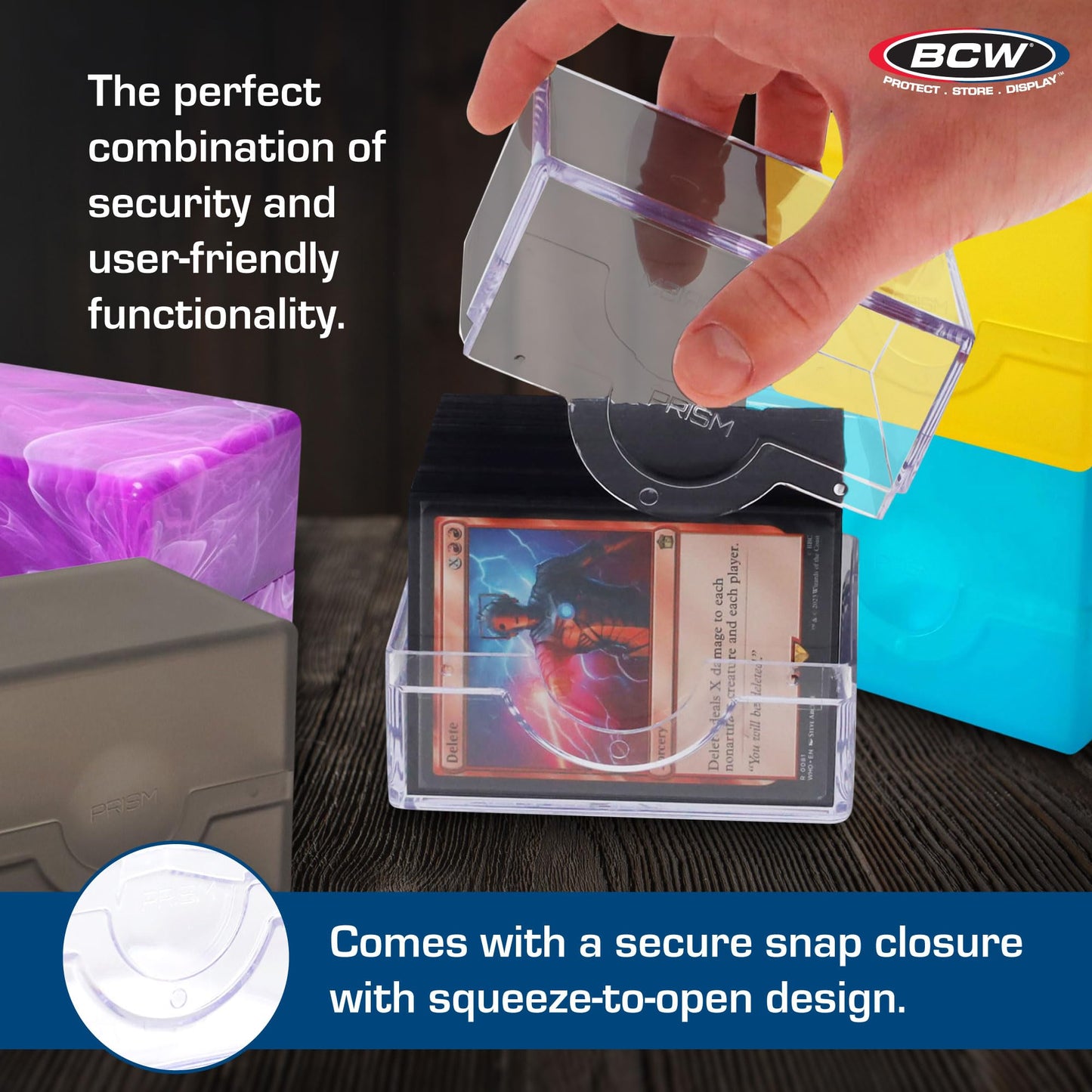 Bcw Prism Deck Case - Polished - Ultra Violet - 1 Ct | Secure Snap Closure Card Deck Case | Fits 100 Double-Sleeved Cards | Trad