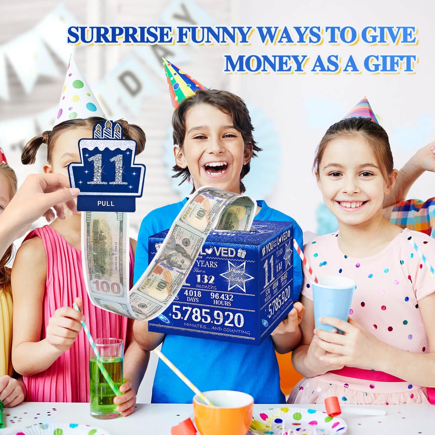 Toyeishi 11 Happy Birthday Money Box For Cash Gift, 11Th Birthday Decorations For Boys And Girls, Gifts For 11 Year Old Boy, Boy