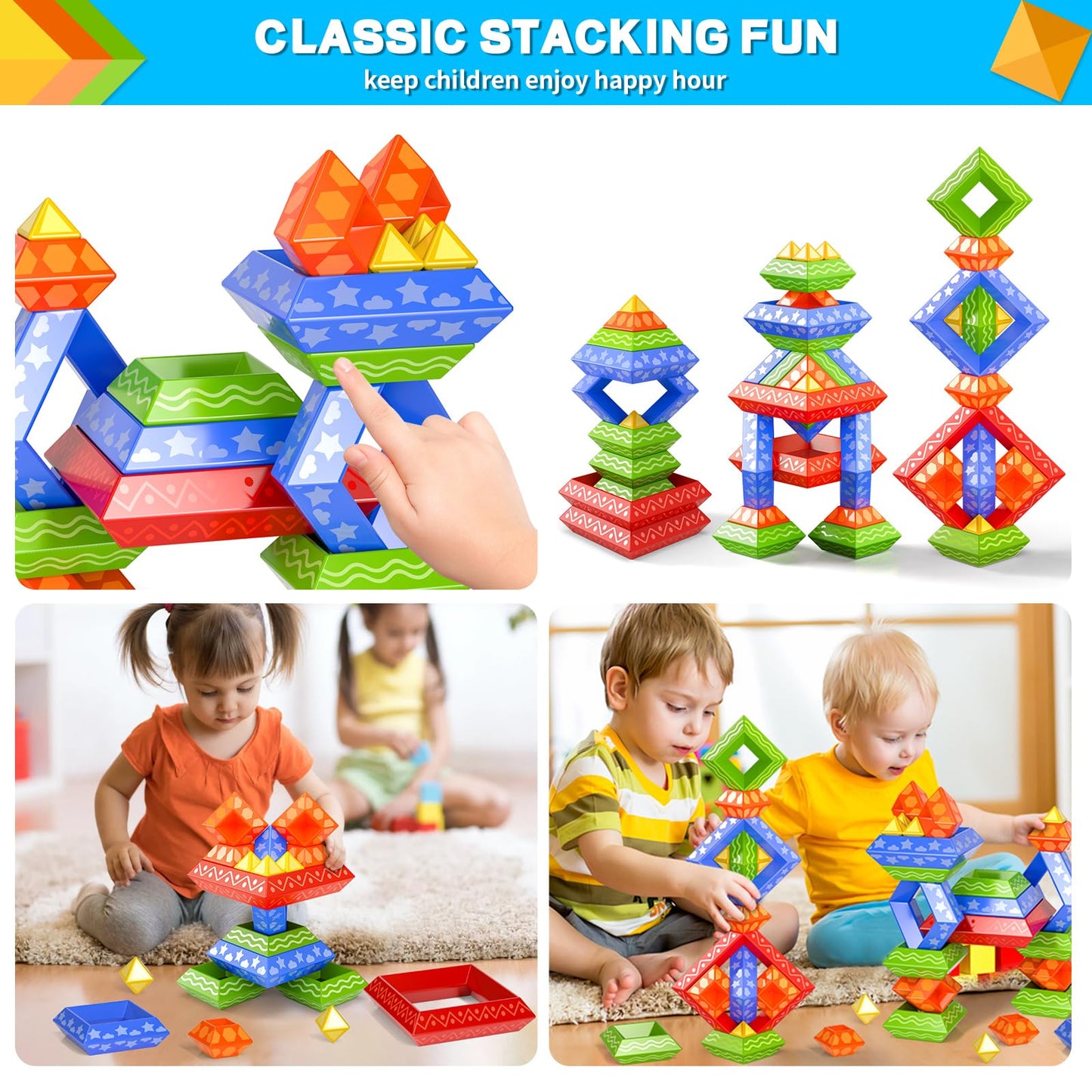 Doloowee 30 Pcs Montessori Toys Stacking Toys Building Blocks Leraning Toys For Toddlers 1-3 3-5 Girls Boys Gift Christmas Stocking Stuffers Preschool Educational
