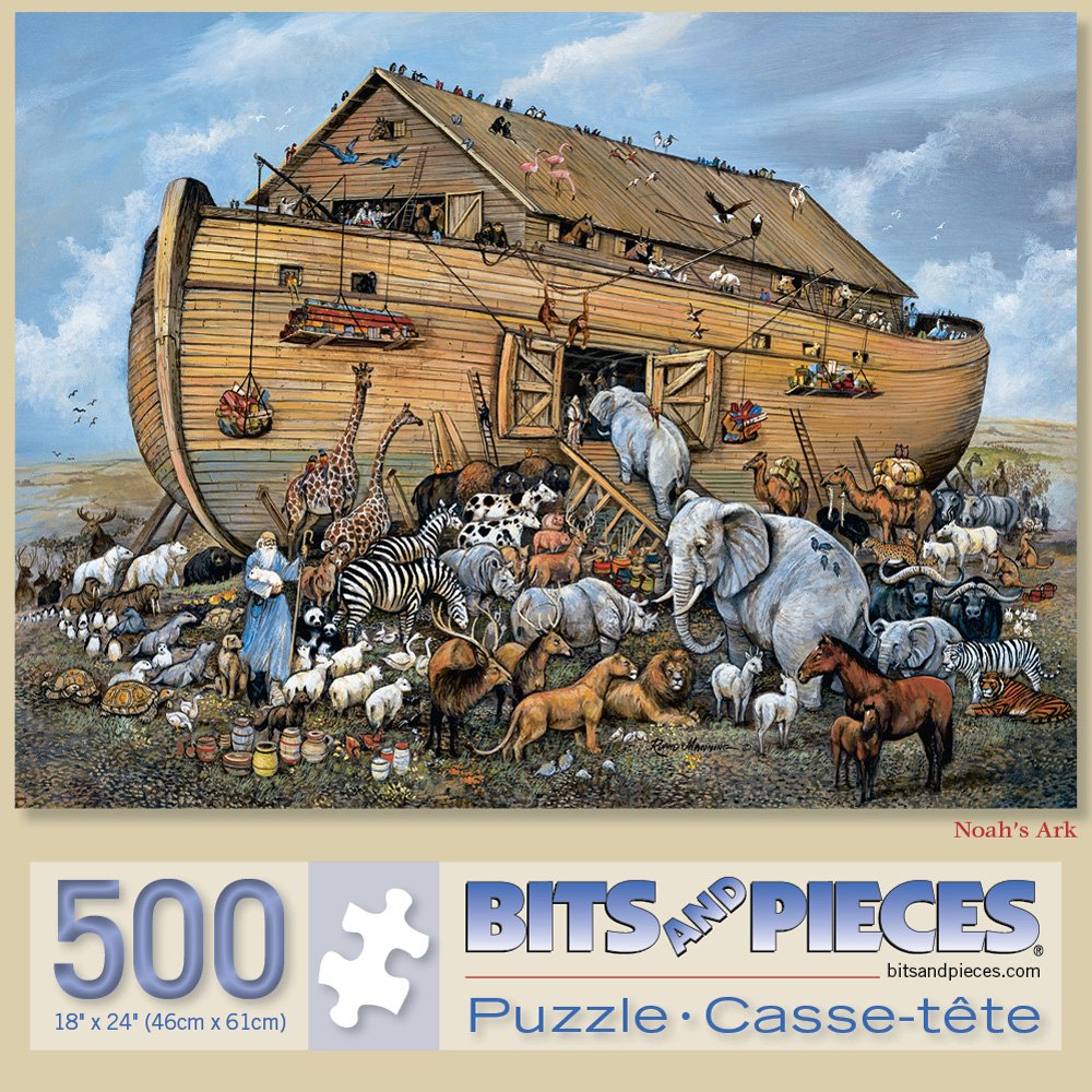 Bits And Pieces – Value Set Of Three 500 Piece Jigsaw Puzzles For Adults – Noah'S Ark, Last Supper, In The Manger - Religious Scenes Jigsaw Puzzles By Artist Ruane Manning
