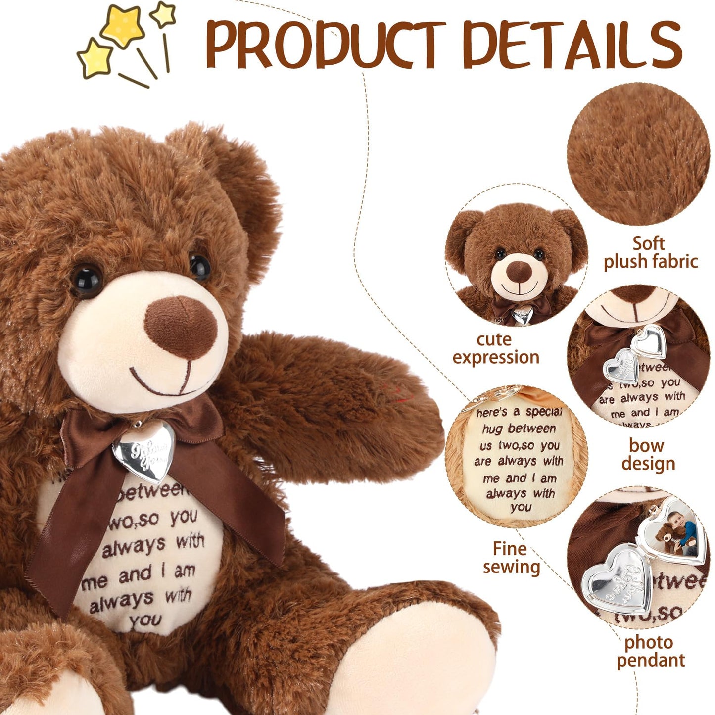 Silipull 12 In Bear Stuffed Animals With Voice Recorder Set 30 Seconds Voice Sound Recorder Module Soft Plush Remembrance Bear W
