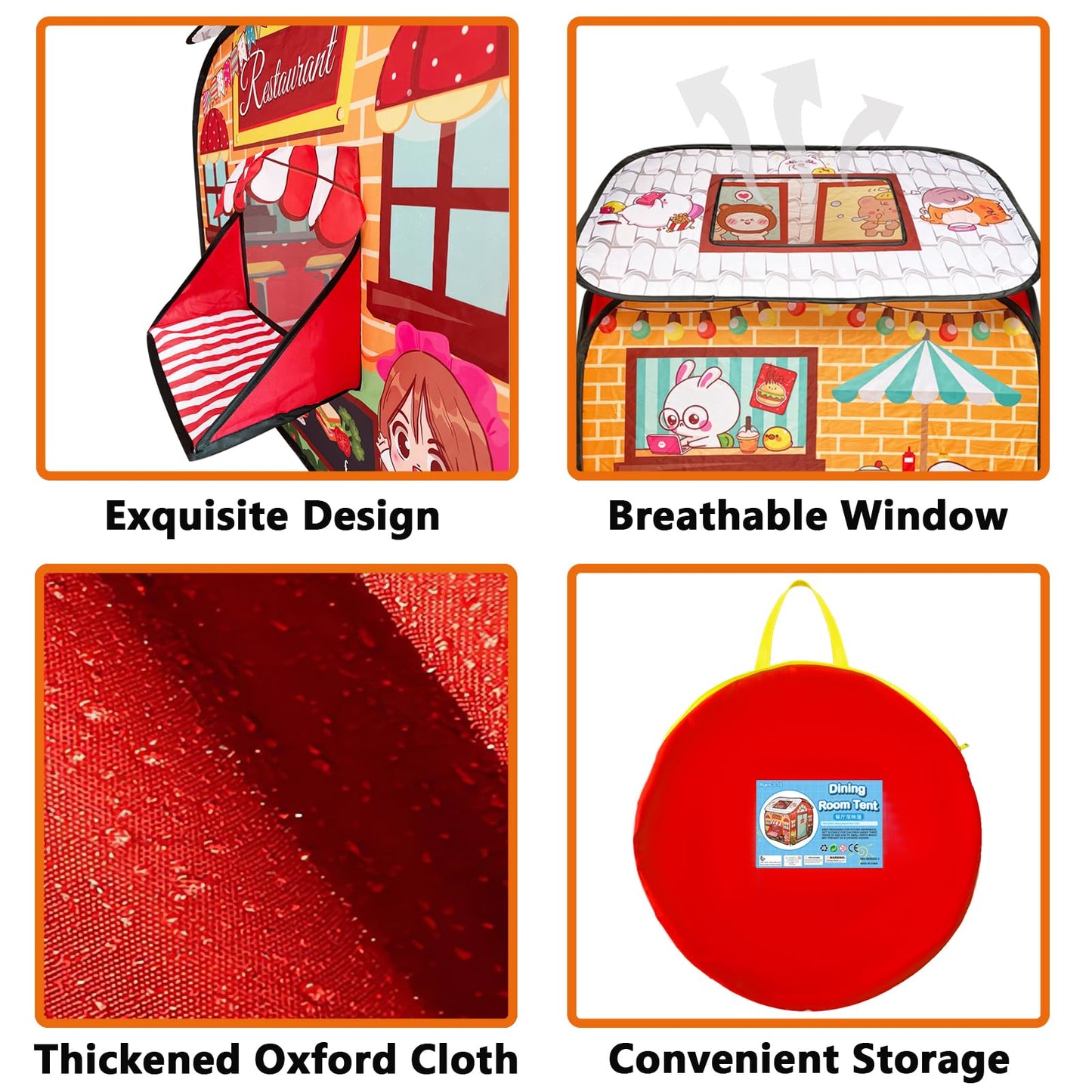 Tikonsyol Kids Play Tent, Pop Up Fast Food Restaurant Play Tent For Kids, Playhouse Indoor Outdoor Folding Portable Play Tent Fo