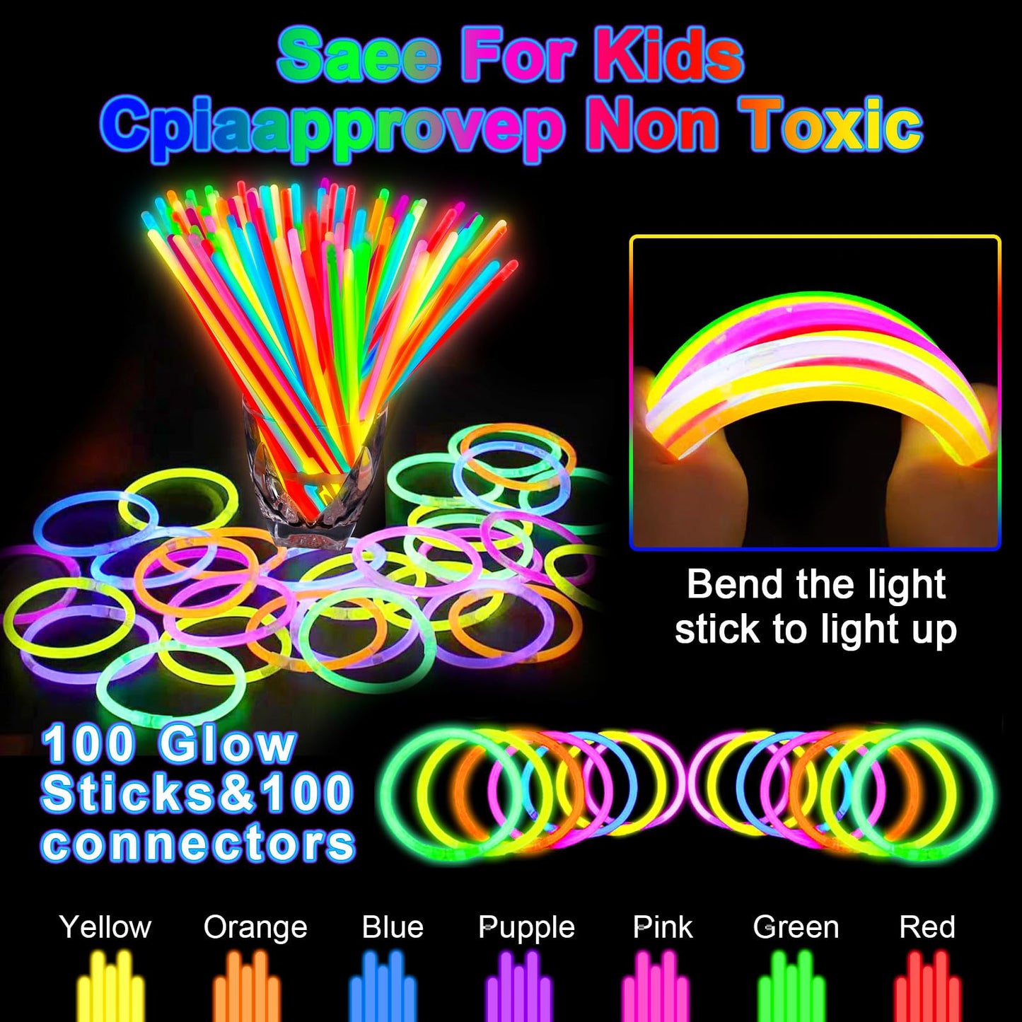 SHQDD 36PCS LED Light Up Fidget Spinner Bracelets, Glow in The Dark Party Favors for Kids 4-8 8-12,Goodie Bag Treasure Box Prize