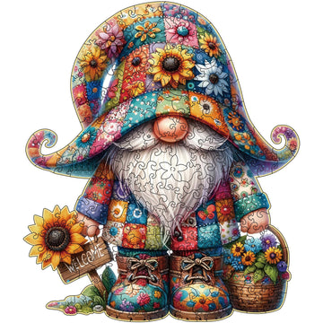 Hlison Wooden Jigsaw Puzzles, Gnome Wooden Puzzles For Adults With Unique Shape, Medium 10.3''X11.8'' Wooden Puzzles With Exquis