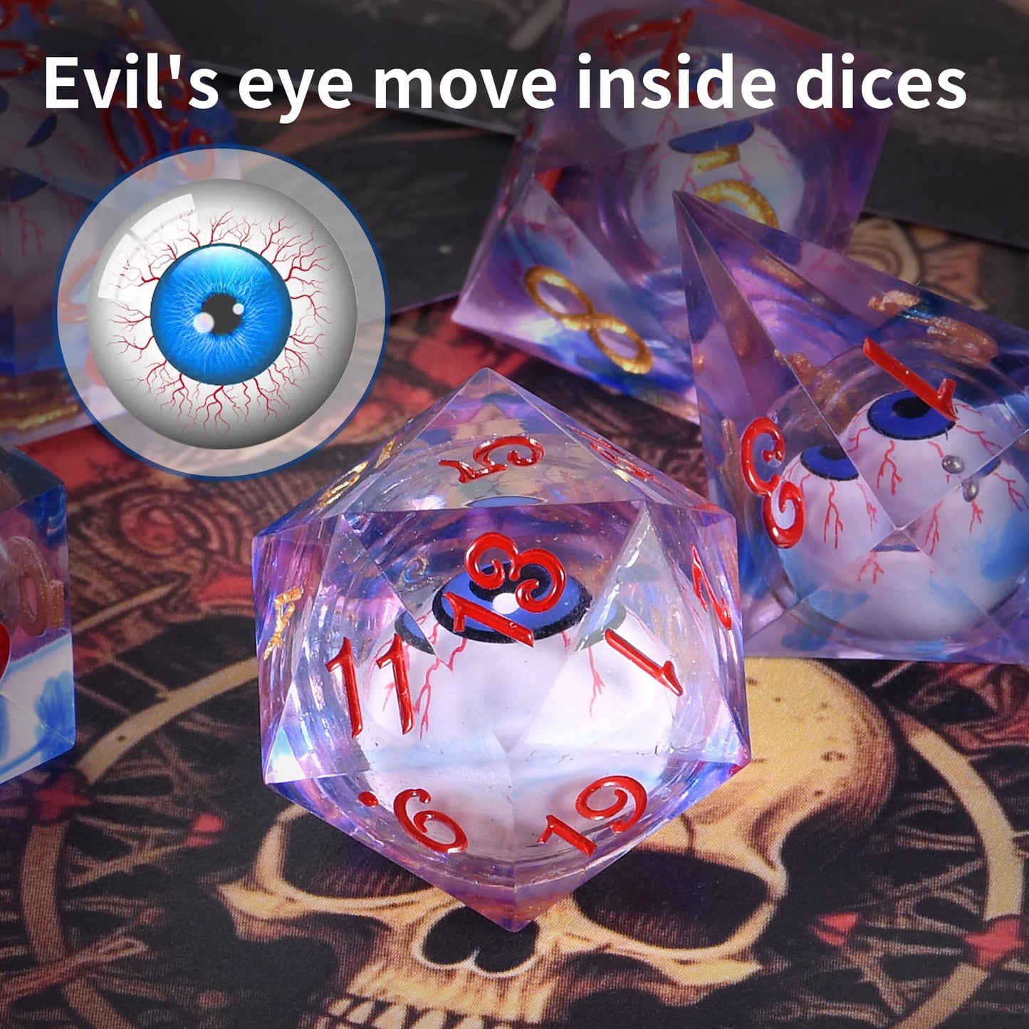Evil Eye D20 Dices Moving Eyes Dice Dnd Dice Set With Moving Eye Inside Sharp Corners Dices Dungeons And Dragons Polyhedral Role