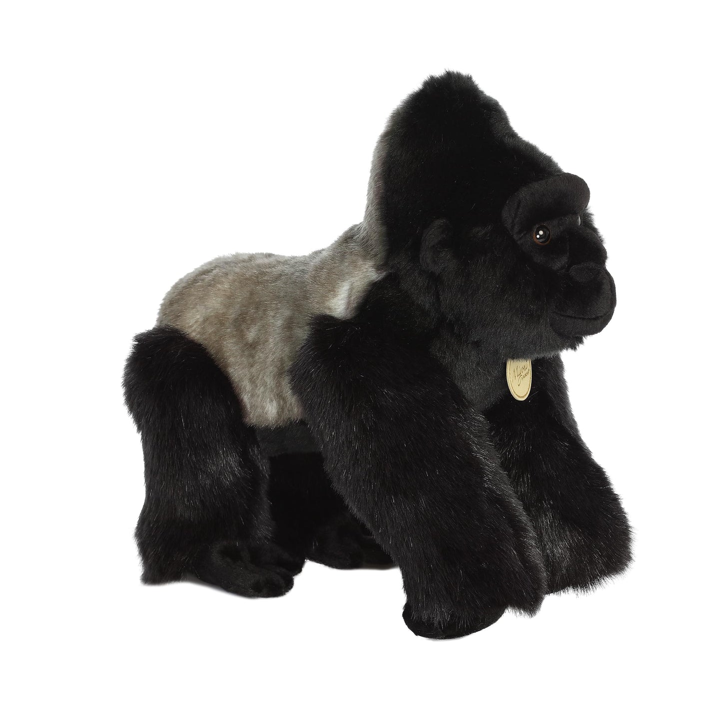 Aurora Realistic Miyoni Silverback Gorilla Stuffed Animal - Lifelike Detail - Cherished Companionship - Black 13 Inches