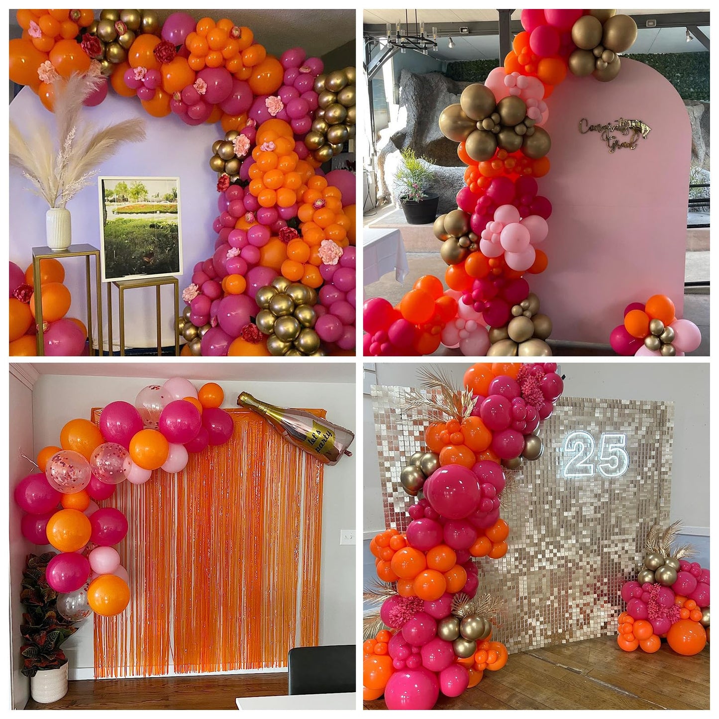 Jobkoo Pink And Orange Balloons 12 Inch Orange Hot Pink Party Balloon Pastel Light Pink Orange Pink Confetti Latex Balloon For F