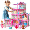 Tastien Doll House, 4-Story Dollhouse With Glow In The Dark, Girl Toys Doll House Playset With 2 Dolls, 12 Play Areas, Furniture