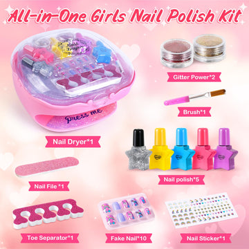 Shemira Nail Polish Kit For Girls Ages 7-12 Years Old, Nail Art Toy For Girls 5 6 7 8 9 10 11 12 Years Old, Nail Art Studio With