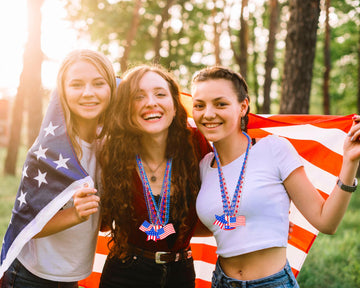 100Pcs 4Th Of July Accessories Necklaces: Blue White And Red Beads Bulk, Patriotic Party Independence Memorial Day Favors Toys D