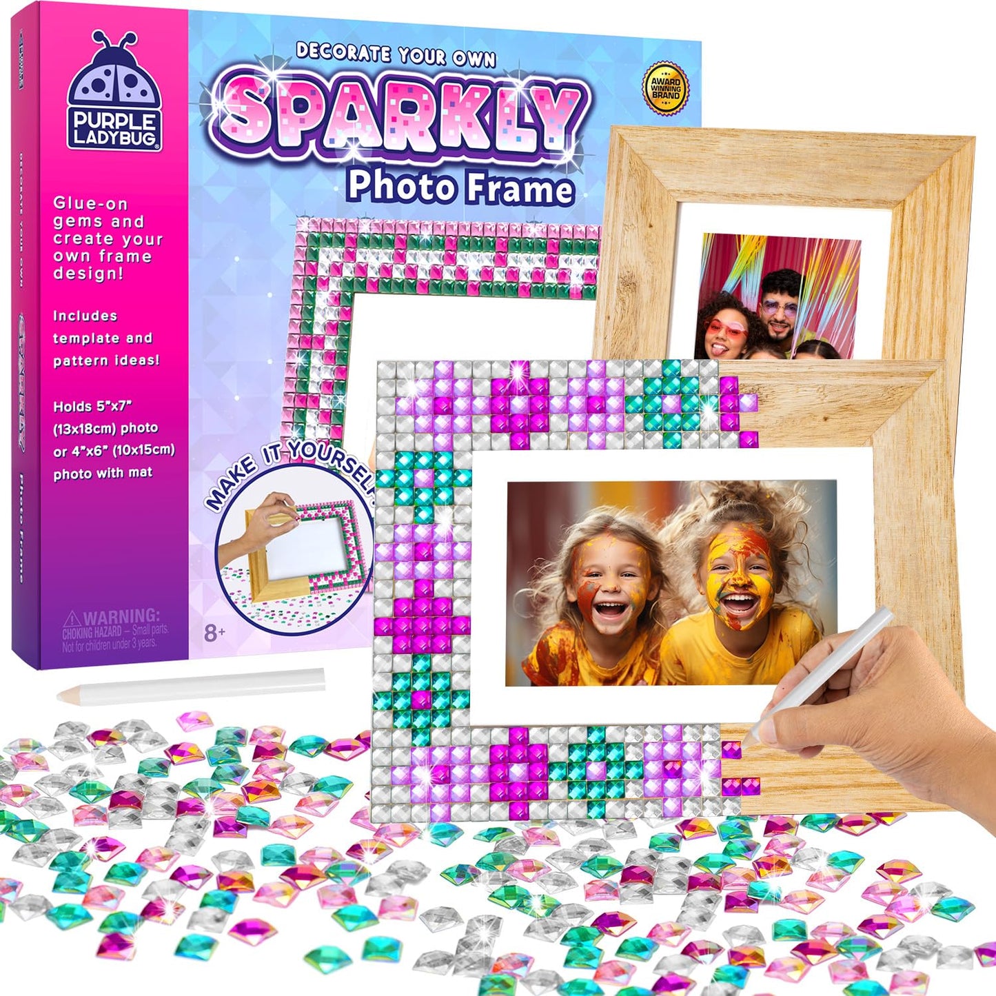 Purple Ladybug Kids Picture Frame Mosaic Kit - Fun Arts & Crafts Gift For Girls 6-12, Great For Birthdays, Valentine'S & Easter