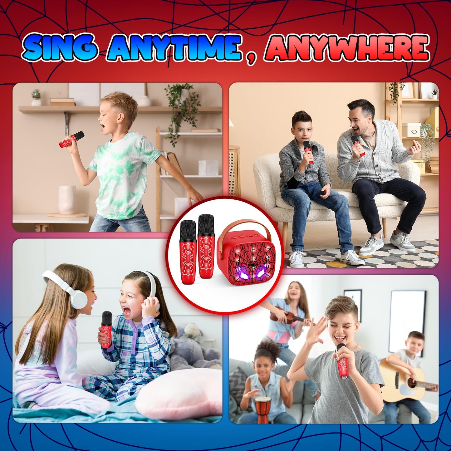 Mini Karaoke Machine Toys Gifts: Kids Toys Easter Birthday Gifts Age 3-12+ LED Portable Bluetooth Speaker with 2 Wireless Microphone Gift Toy for 4 5 6 7 8 9 Years Old Girl Boy Kid mature-themed