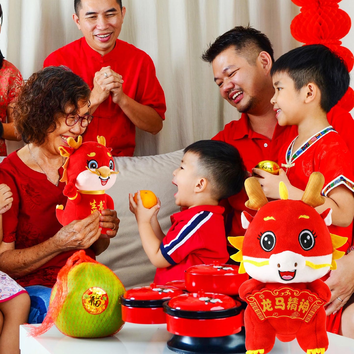 2 Pcs Chinese Dragon Plush 2025 Year Of The Dragon Stuffed Animal Plush Chinese New Year Plush Decoration Mascot Doll Plushies F