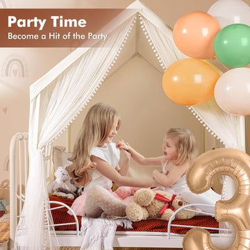 Monobeach Kids Tent Beige Play Tent With Long Mesh Curtain Large Playhouse For Indoor Outdoor Play Cottage Castle Toy For Girls Boys House Gift (Beige Kids Play Tent)