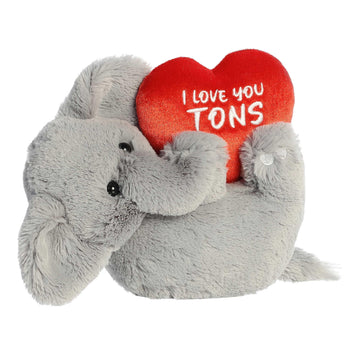Aurora Heartwarming Valentine I Love You Tons Stuffed Animal - Decorative Companion - Romantic Plush - Elephant 11 Inches
