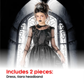 Morph Kids Gothic Witch Costume For Girls Black Kids Witch Costume Black Witch Dress For Girls Black Witch Costume Kids 10-12 Years