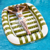 Pool Wave Inflatable Pool Lounger Floats 80 x 66 Large Tanning Bed for mature-themed Kids Outdoor Sun Bathing Floating Blow up Raft W/Pillow Spray Water Mat Summer Beach Lake Family Party Gift - Green