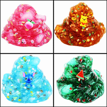 4 Packs Of Jelly Cube Crystal Slime Kit, Pre-Made Crisp Glue Boba Slime Party Gifts For Girls And Boys, Diy Kids Shimmer Clear S