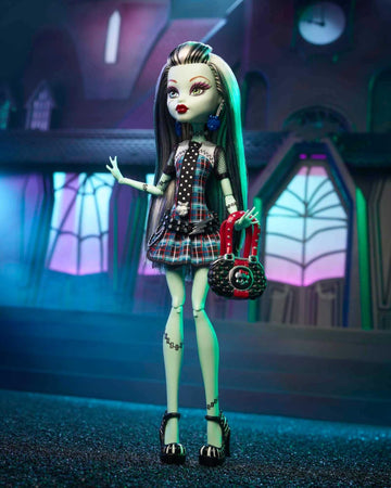 Monster High Frankie Stein Reproduction Doll Wearing Original Fashion & Shoes With Pet, Display Stand & Accessories, 10-5-Inch Collectible Toy