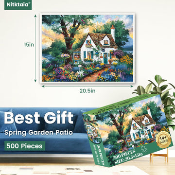 500 Pieces Jigsaw Puzzles For Adults-Garden Patio Puzzle For Adults Children Elderly-Recycled Paper Puzzle 500 Pieces-Glossy, St