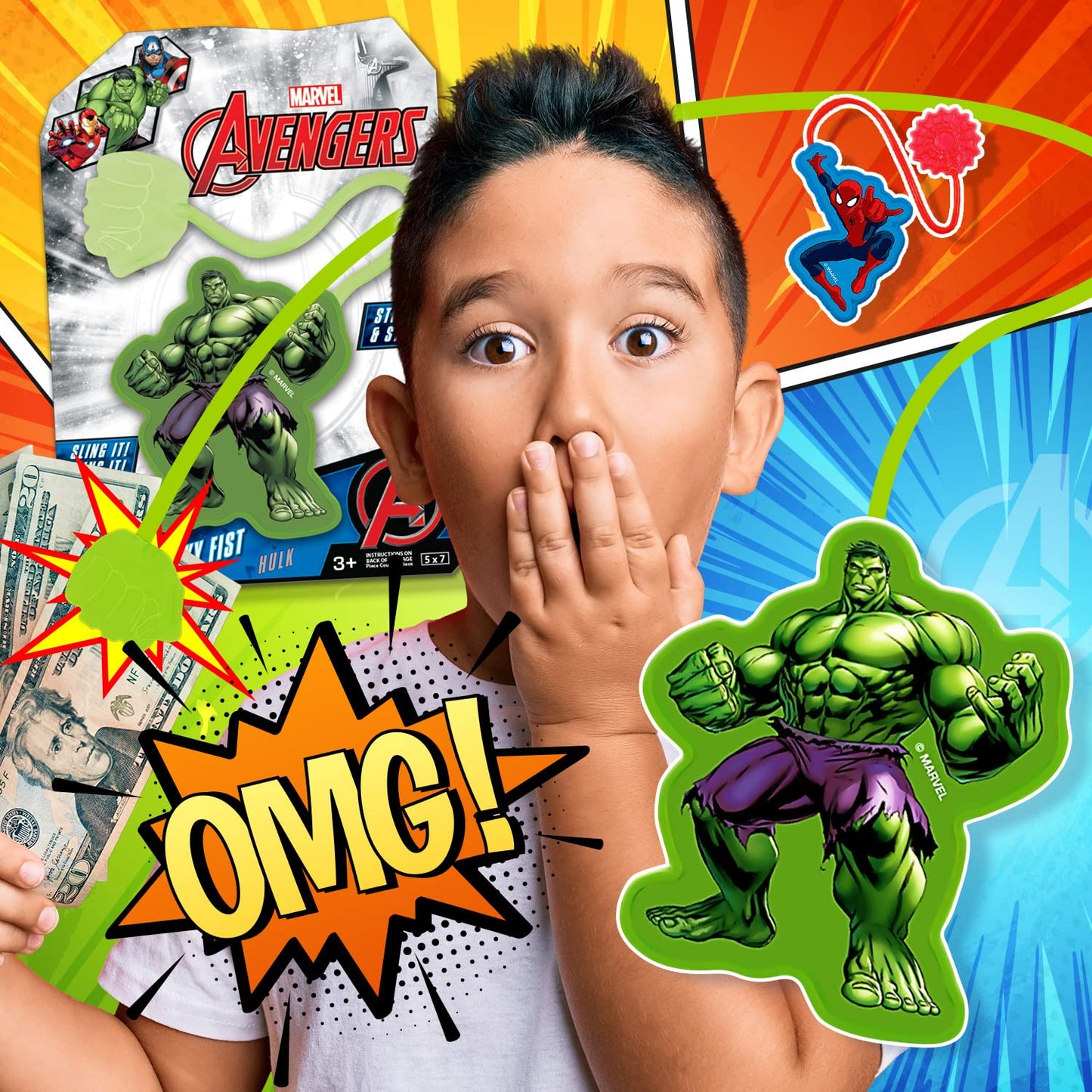 Ja-Ru Marvel Hulk Sticky Hands Stretchy Toys (8 Hulk Packs) Superheroes Stretchy Snap Hands Bulk Birthday Supplies For Kids, Pinata Filler, Stocking Stuffers In Bulk B-6809-8