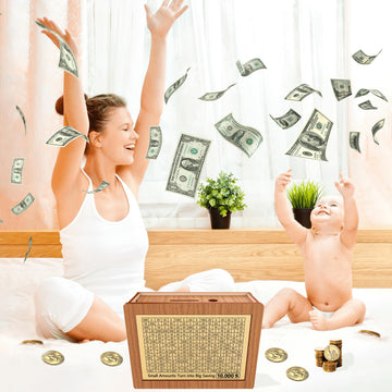 Piggy Bank For Adults Kids, Wooden Coin Bank For Boys And Girls, Cash Vault Money Saving Box With Counter $10000 5000 Savings Ch