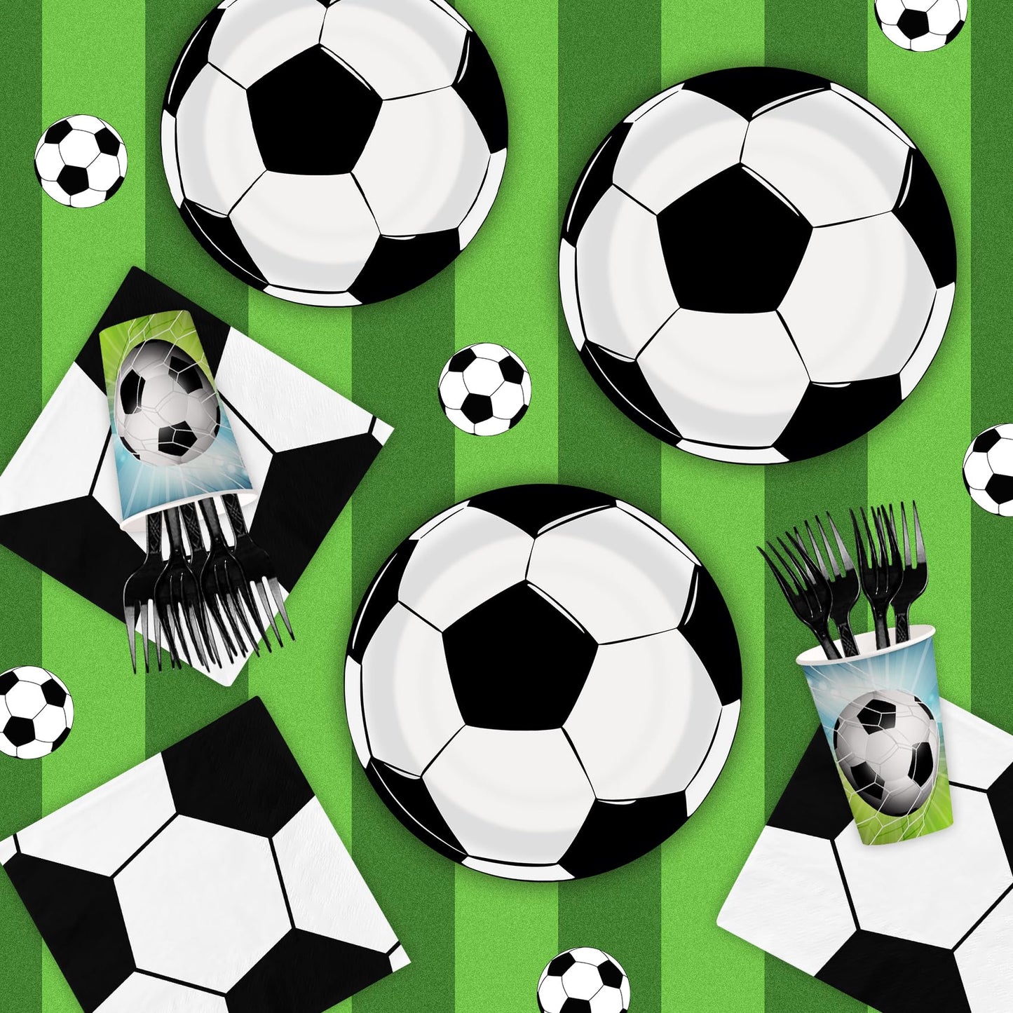 Bqk 96 Pcs Soccer Plates And Napkins Party Supplies Soccer Paper Plates Soccer Birthday Party Decorations Soccer Party Favors So