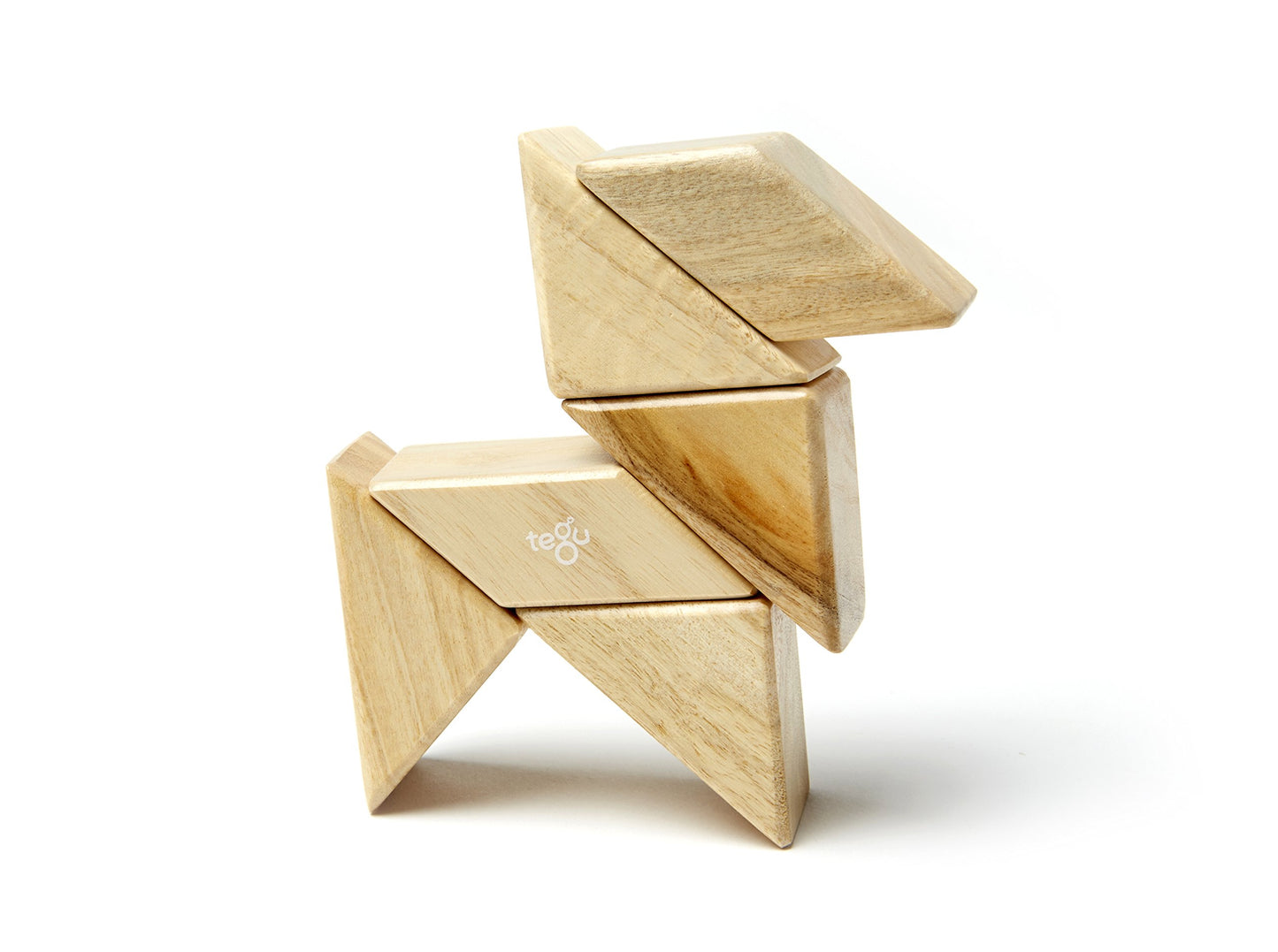 6 Piece Tegu Pocket Pouch Prism Magnetic Wooden Block Set, Natural