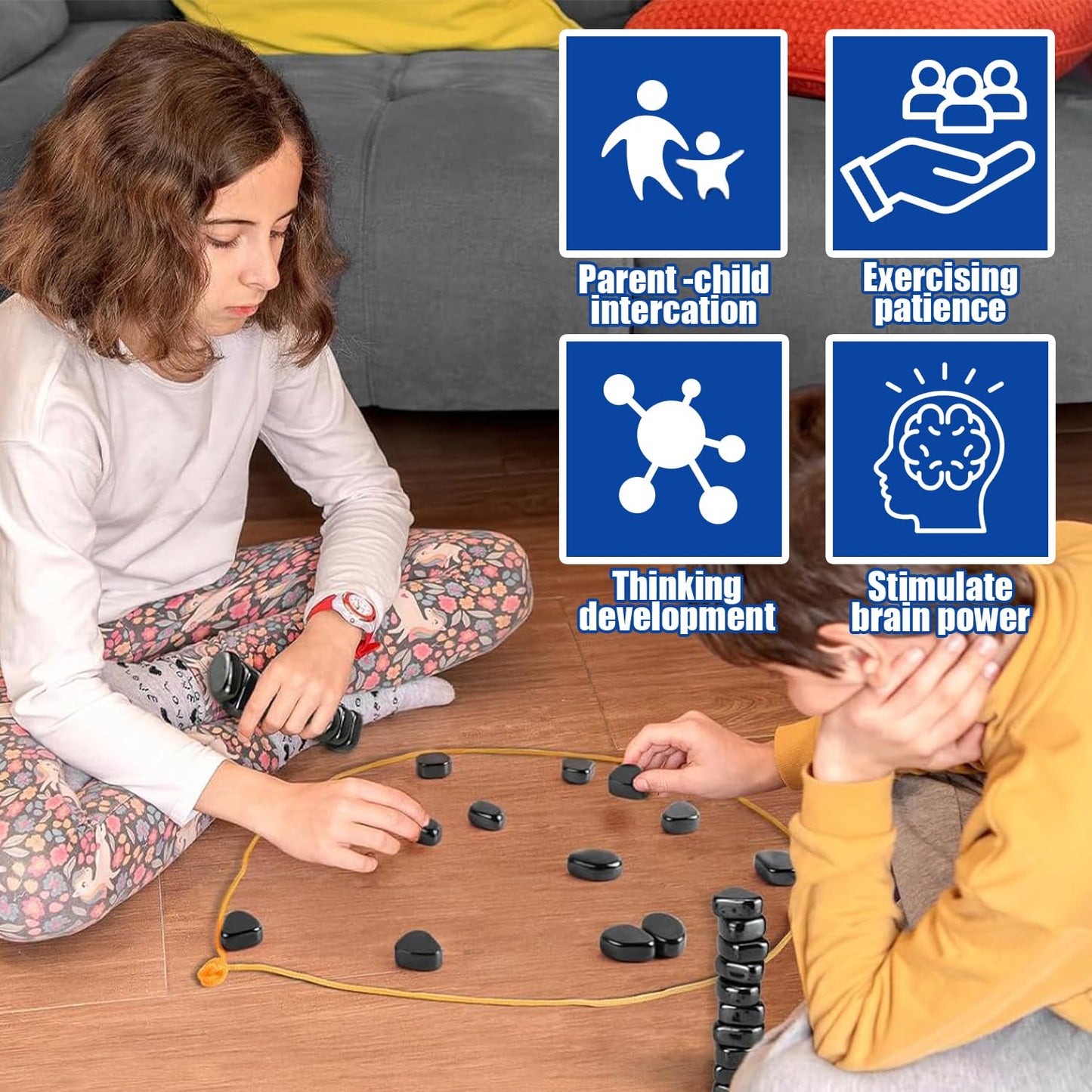 Magnetic Chess Game,with Stones and Rope,Party Travel Desktop Magnetic Strategy Game, Puzzle Strategy Games,Family Educational G