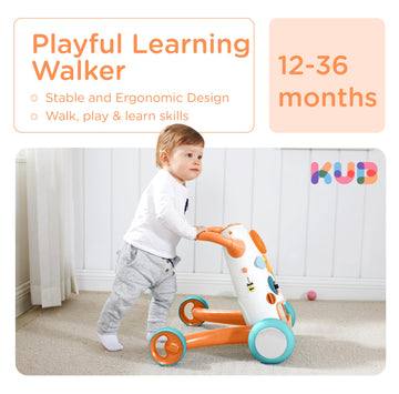 Kb Montessori Baby Walker - Interactive Push Toy For Toddlers Learning To Walk With Soft Music & Lights, Adjustable Speed & Non-
